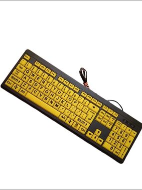 Black and Yellow Wired Keyboard with High-Contrast Keys
